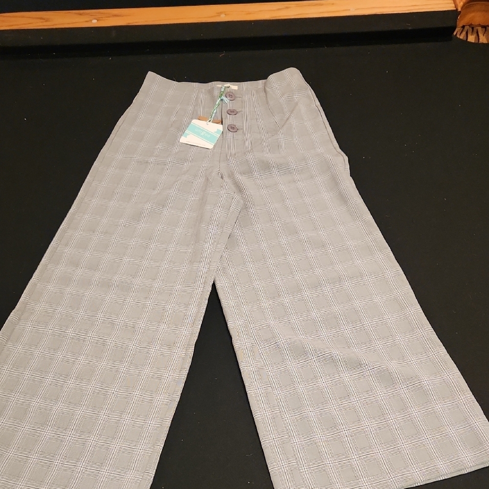 Umgee Gray Wide Leg Pants High-Waisted Relaxed Fit